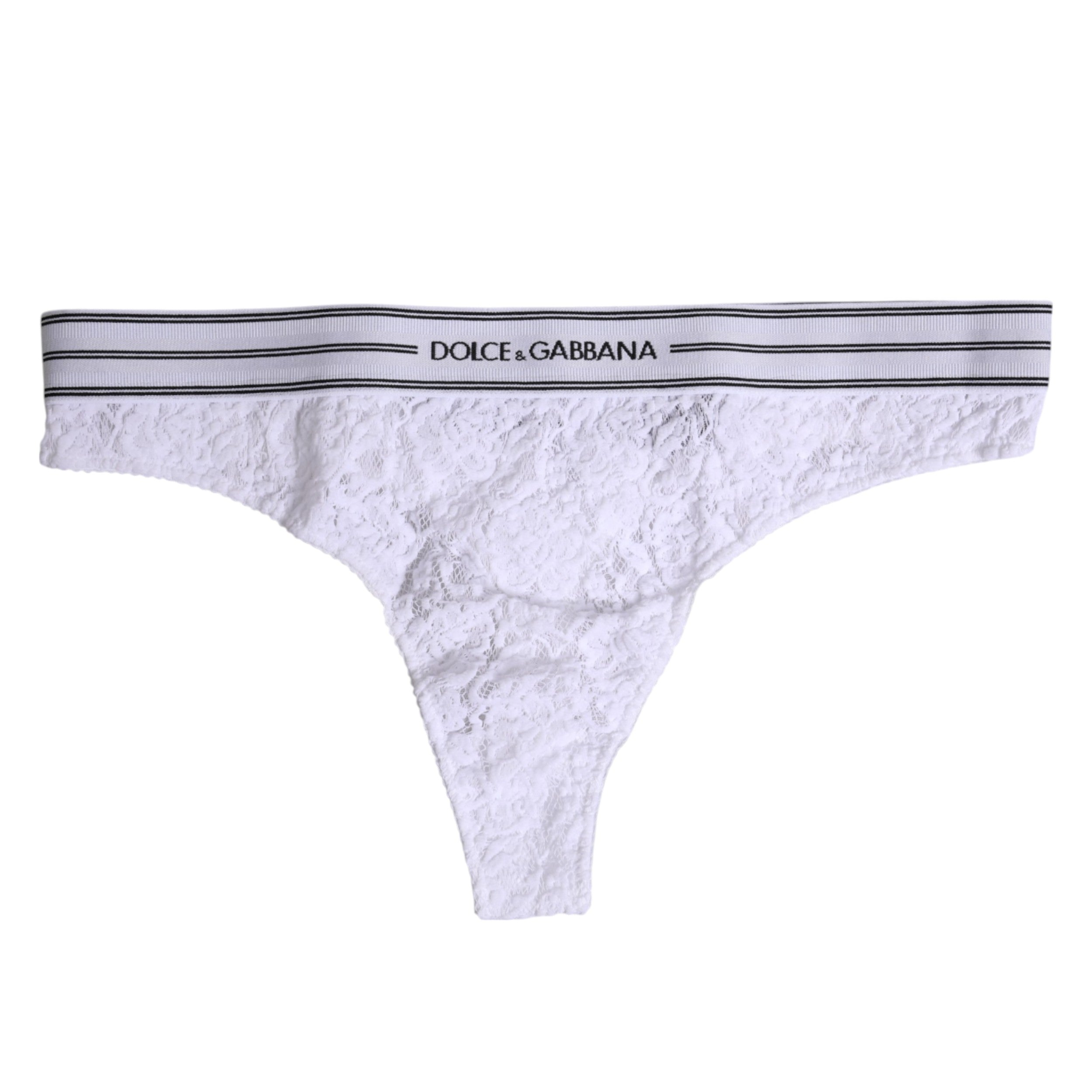 Dolce & Gabbana White Nylon Floral Lace Bottom Panty Underwear